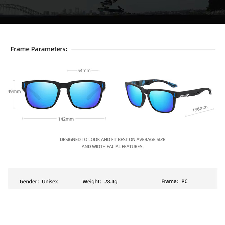 GEUSSKISR Sonnenbrille, polarisiert, Vollrand, Kunststoff, Unisex, black - Bild 1