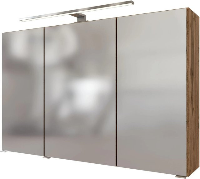 Held Möbel 3D-Spiegelschrank Ferrara in Wotaneiche mit LED-Beleuchtung und Steckdose für dein Badezimmer, Breite: 100 cm, Höhe: 64 cm, Tiefe: 20 cm - Bild 1