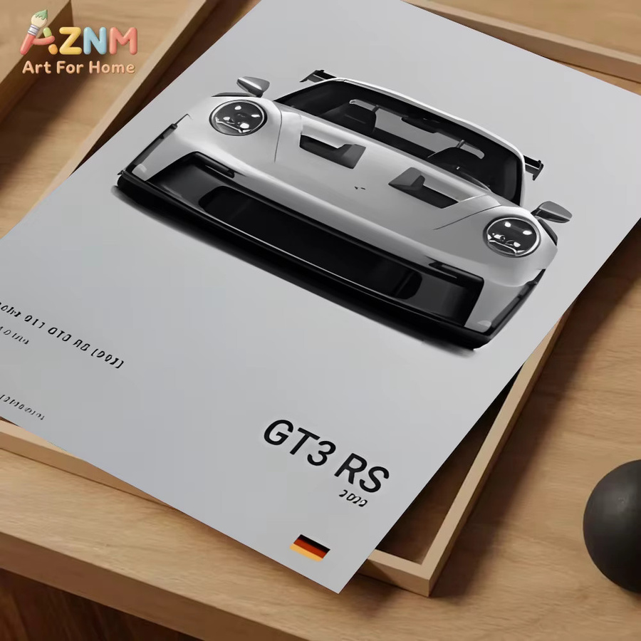 AZNM Leinwand-Wandkunst Supercar Poster mit Porsche GT3 RS und Lamborghini Revuelto Aventador ungerahmt - Bild 3