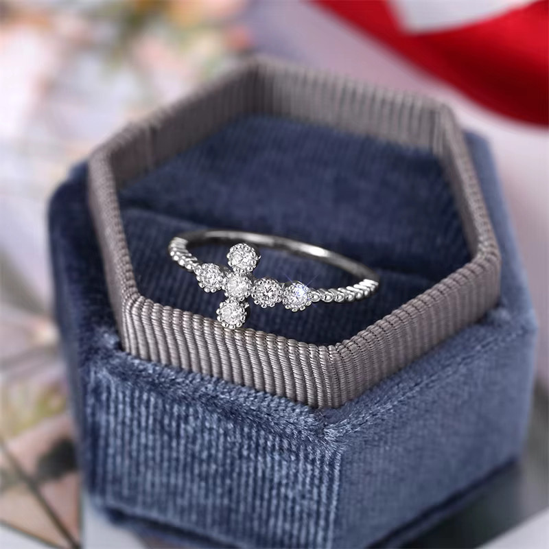 Huitan Ringe, Kreuz Design, Zirkonia, Silber, Damen - Bild 2