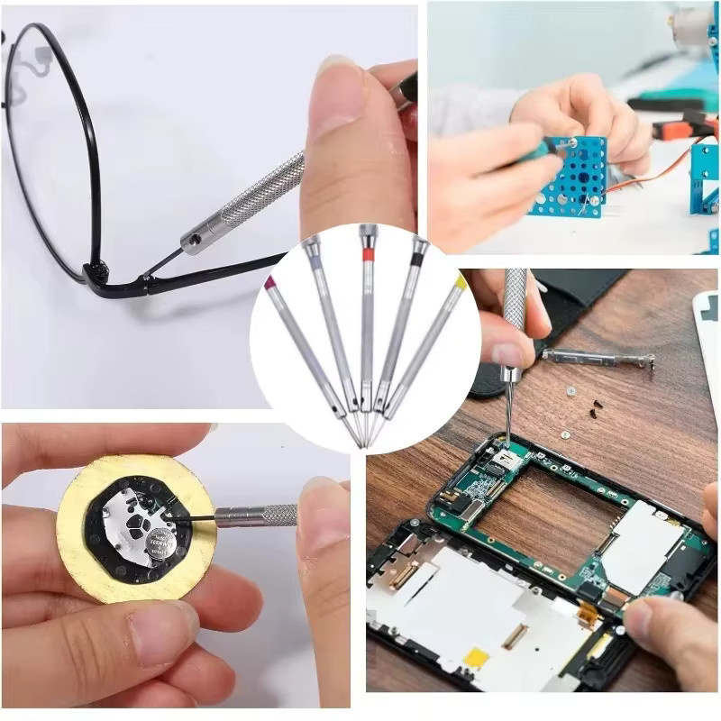 GUHE 5-teiliges Präzisions-Schraubendreher-Set in Silber für die Reparatur von Uhren, Brillen und Schmuck - Bild 2
