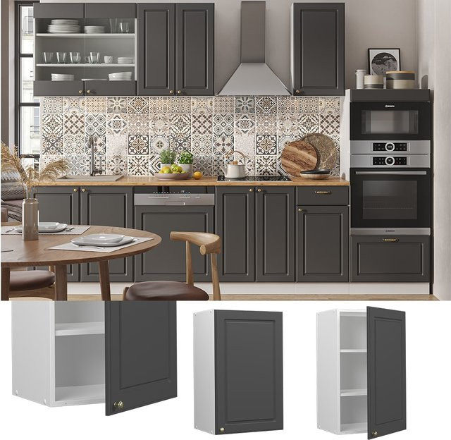 Vicco Hängeschrank Fame-Line Landhaus Weiß Anthrazit Gold mit Softclose und Einlegeboden Breite: 45 cm, Höhe: 72 cm, Tiefe: 34,1 cm - Bild 1
