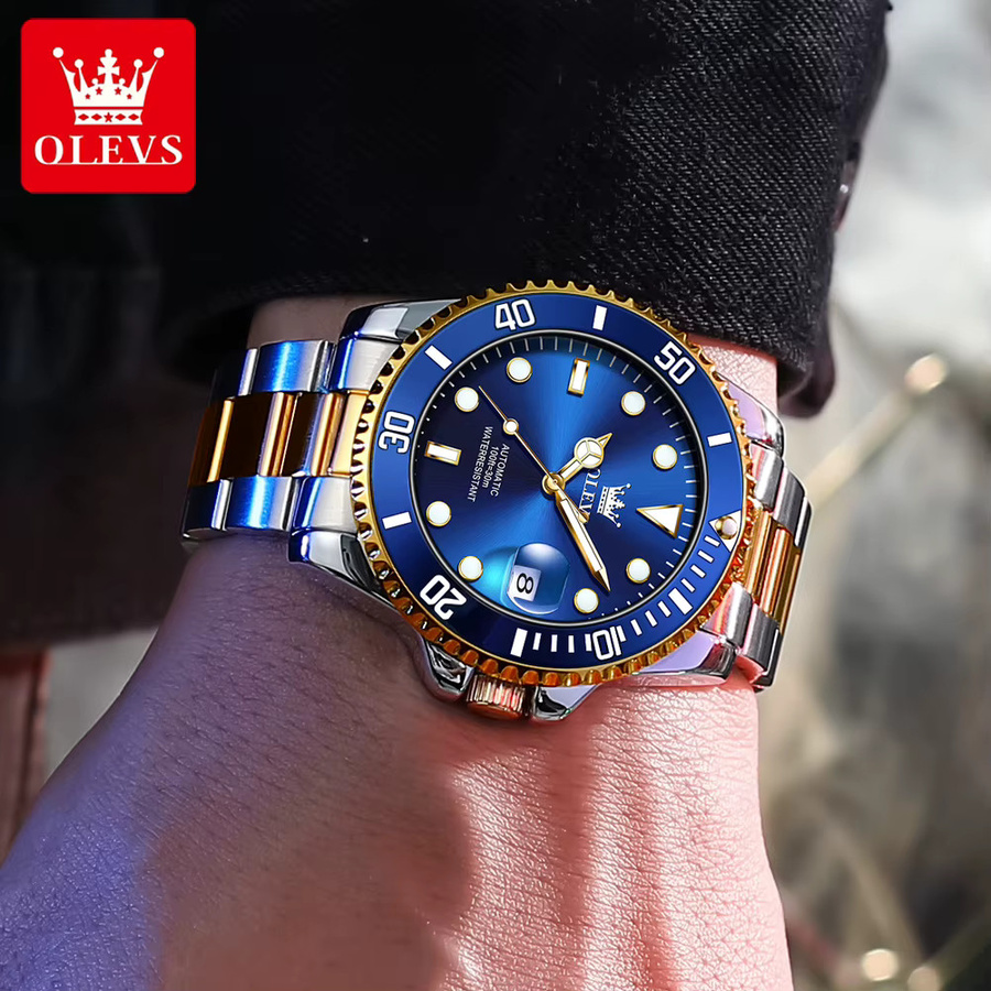 OLEVS Automatik-Armbanduhr, Edelstahl, Herren, Schwarz - Bild 4