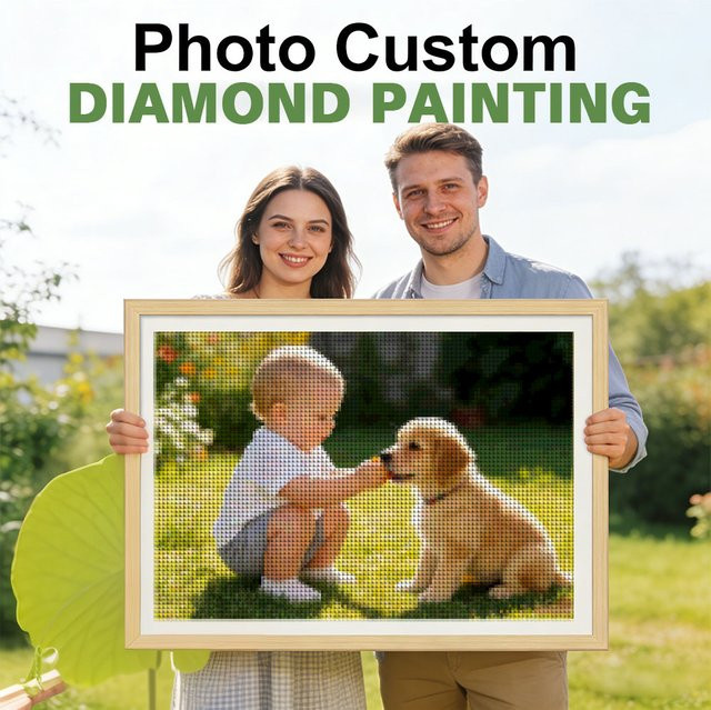 HUACAN Diamant-Mosaik 5D Set mit personalisiertem Foto und runden Steinen in Multicolour, Breite: 30,0 cm, Höhe: 20,0 cm - Bild 1