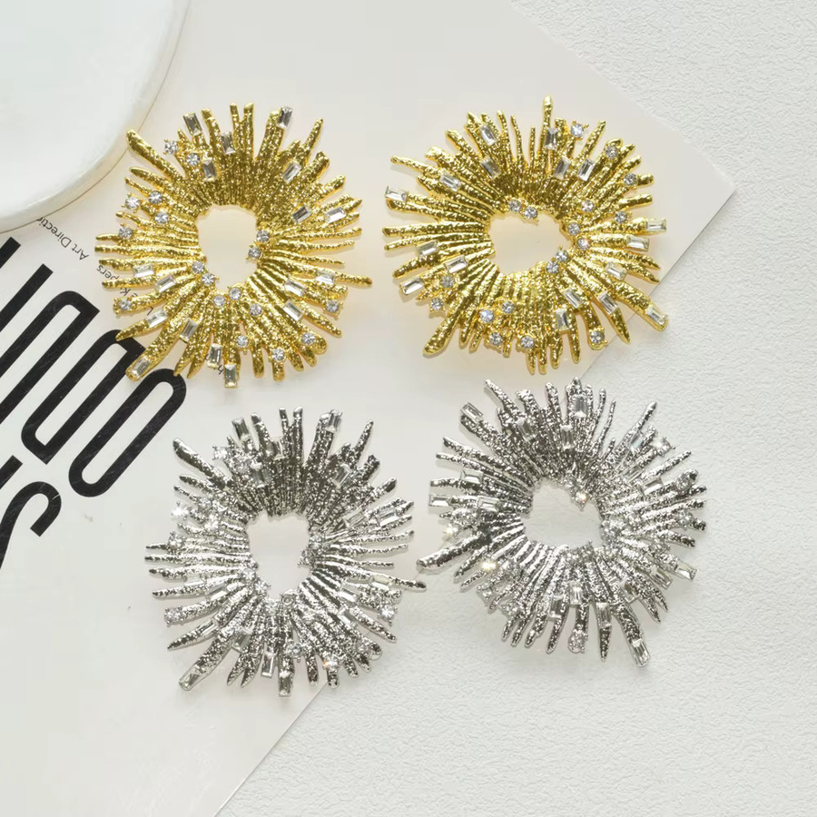 Nunqiao Ohrringe, Metall-Legierung, Gold, Kristall, Sonnenblumen, Damen - Bild 3