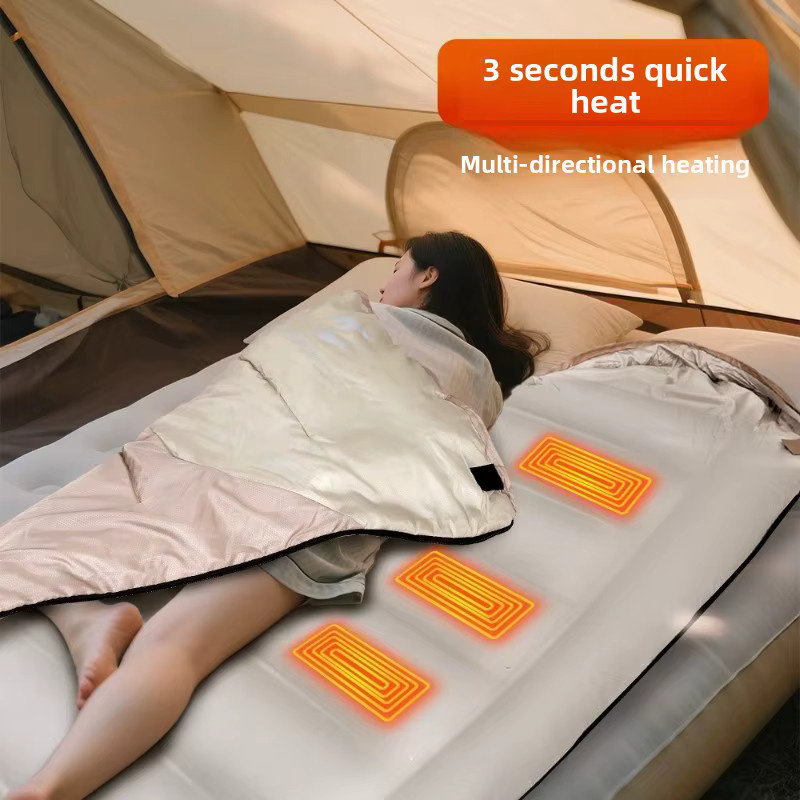 DAWN TRIP Beheizter Schlafsack für Erwachsene in Orange mit Multi-USB-Stromunterstützung und kompakter Tragetasche - Bild 1