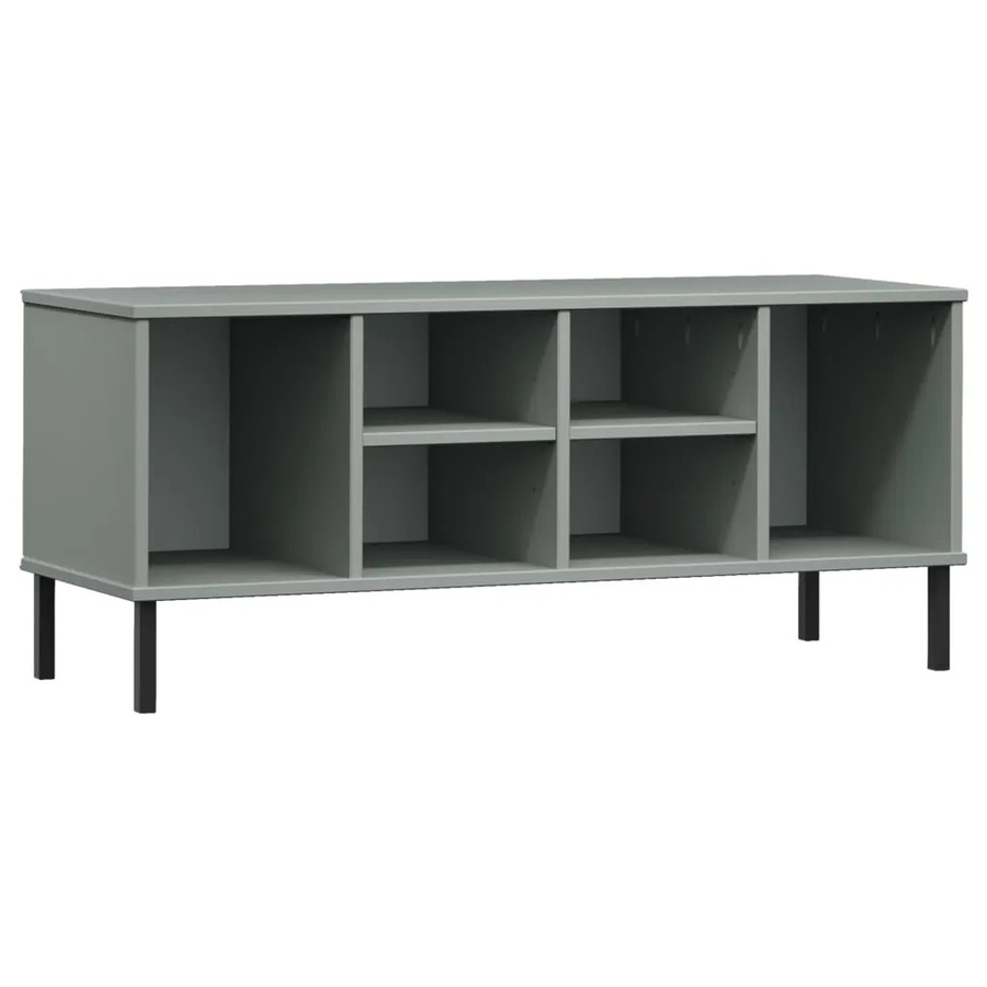 vidaXL Schuhregal OSLO in Grau aus Massivholz und Metall mit rustikaler Optik B/T/H: 106 x 35 x 45 cm - Bild 2