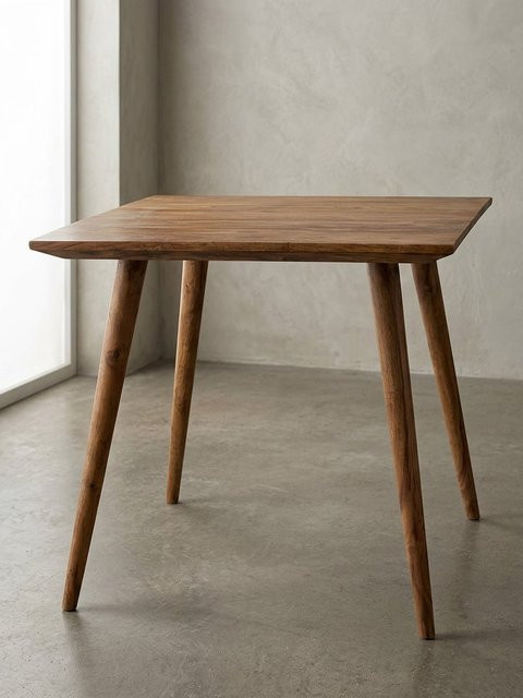 KADIMA DESIGN Esszimmertisch aus Massivholz in Braun, quadratisch im Landhausstil, B/T/H: 80 x 80 x 76 cm - Bild 1
