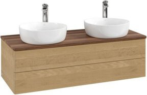 V&B Waschtischunterschrank Antao ohne Frontstruktur in Walnuss Braun, B/T/H: 120 x 50 x 50 cm - Bild 1