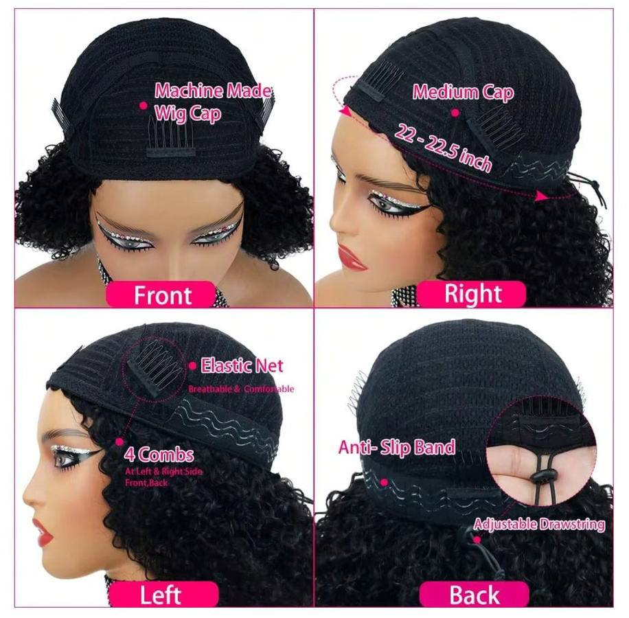 UVEOUS 3-in-1 Halbperücke, Jerry Curl, Echthaar, 30 Zoll, 200 Dichte - Bild 4