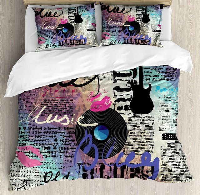 Binchi Fitness Bettwäscheset Vintage Alte Zeitung Design in Braun und Multicolour, Polyester Bettbezug mit Kissenbezügen für Queen Size, B/H: 210 x 210 cm - Bild 1