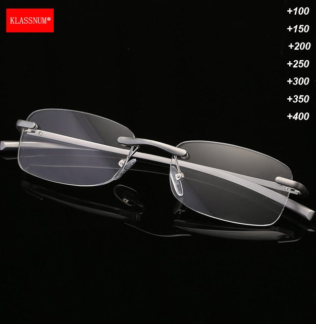 Klass num Lesebrille Männer, randlos, Metall, rechteckig - Bild 1