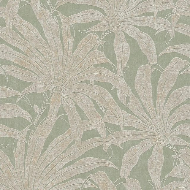 PROFHOME Natur Tapete Dschungel in Grün mit Gold und Silber, Vlies-Tapete mit floralem Design, Breite: 0,53 m, Länge: 10,05 m - Bild 1