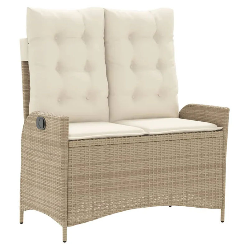 vidaXL Gartenbank aus Poly Rattan mit Kissen in Beige, verstellbar, B/T/H: 104 x 59 x 93 cm - Bild 3