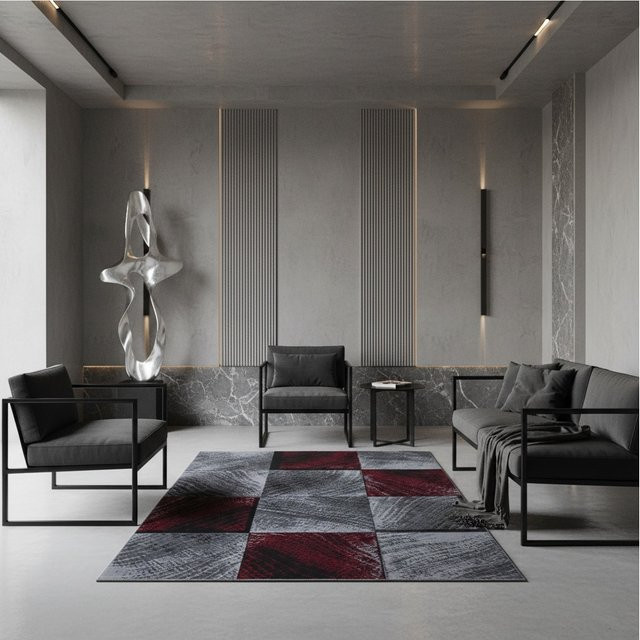 Kadima Design Kurzflorteppich INN, kariert, Rot, B: 160 cm, L: 230 cm - Bild 1