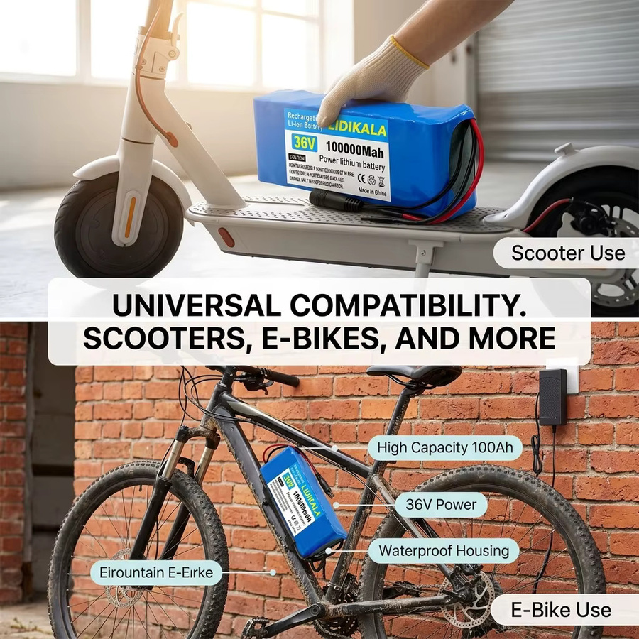 36V 100Ah 100000mAh 10S2P Lithium-Ionen-Akkupack in Blau mit Smart BMS für E-Scooter, E-Bike und Elektrorollstuhl - Bild 4
