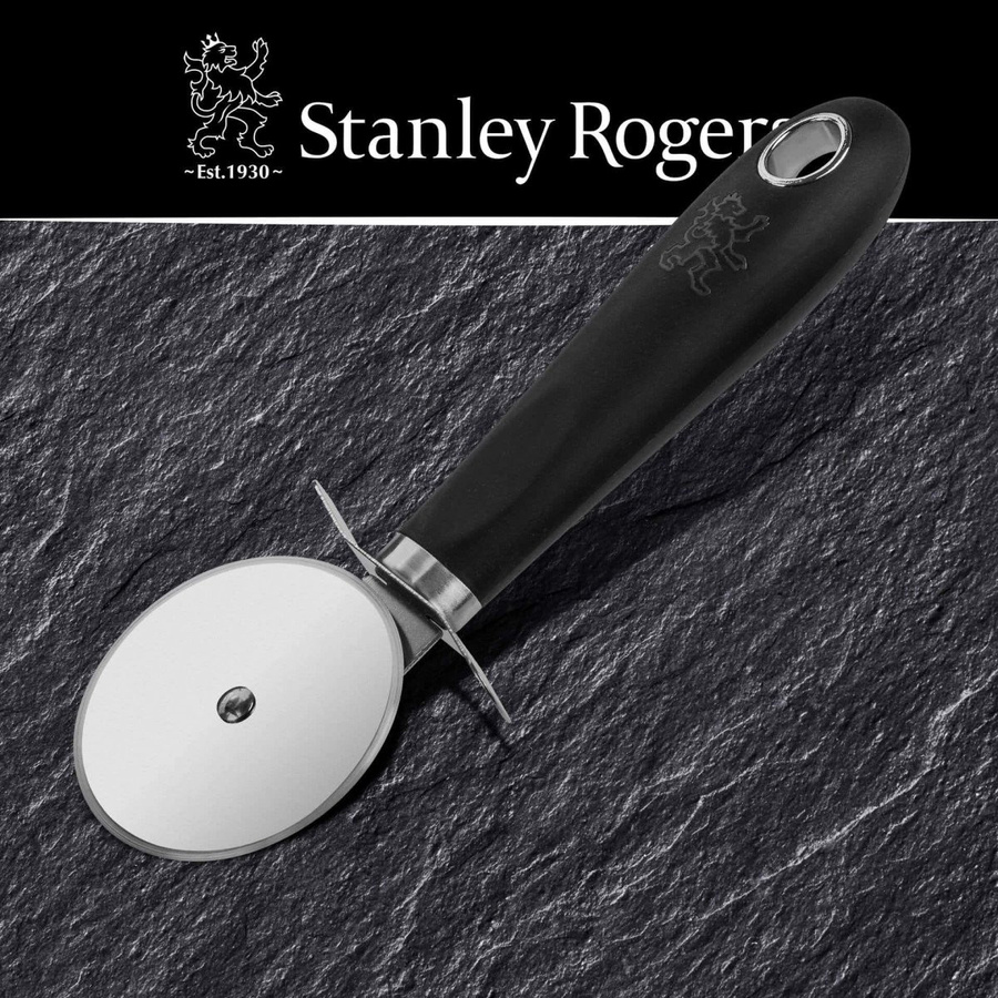 Stanley Rogers Pizzaschneider Pride aus Edelstahl in Schwarz und Silber mit Fingerguard, Durchmesser: 18 cm - Bild 3