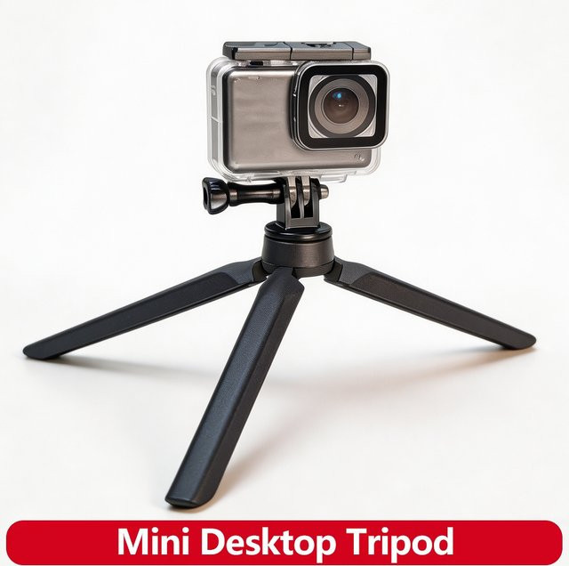 EXSKOF Mini-Desktop-Stativ mit Schraubenadapter in Schwarz für GoPro, Insta360, DJI OSMO Action und andere Action-Kameras - Bild 1