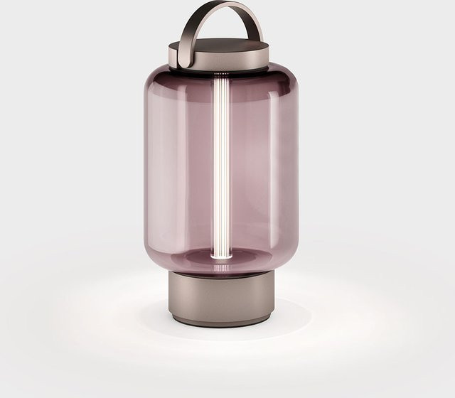 IP44.DE LED-Tischleuchte mit Akku in Bronze und transparentem Glas, dimmbar, Warmweiß 2700K - Bild 1