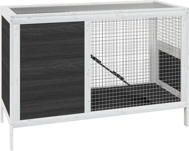 vidaXL Kaninchenstall aus Massivholz Kiefer in Grau, B/T/H: 103 x 44 x 69,5 cm - Bild 1