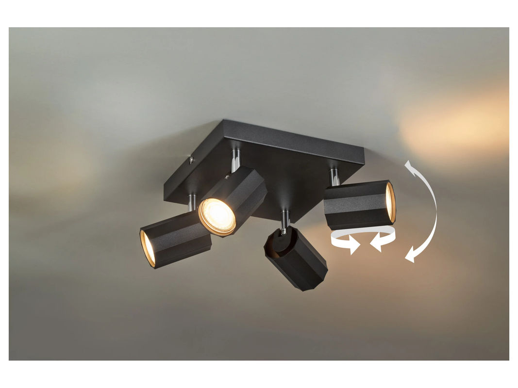 LIVARNO HOME Deckenschienenleuchte in Schwarz mit 4 neig- und schwenkbaren LED-Spots für GU10 Leuchtmittel - Bild 2