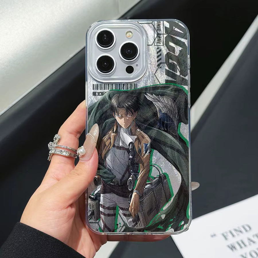 Attack Titan Jaeger Handyhülle mit Federstruktur als Hard Cover für iPhone 16 15 14 13 12 11 Pro Max Plus X Xs XR 8 7 in Multicolour - Bild 2