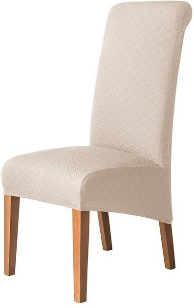 Weißer Rhombus-Jacquard-Stretch-Stuhlbezug in XL-Größe für Esszimmer und Küche, schmutzabweisend und elastisch - Bild 1