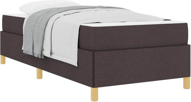vidaXL Bettrahmen mit Matratze in Dunkelbraun, gepolstertes Bett aus Stoff und MDF, B/T/H: 90 x 190 x 55 cm - Bild 1