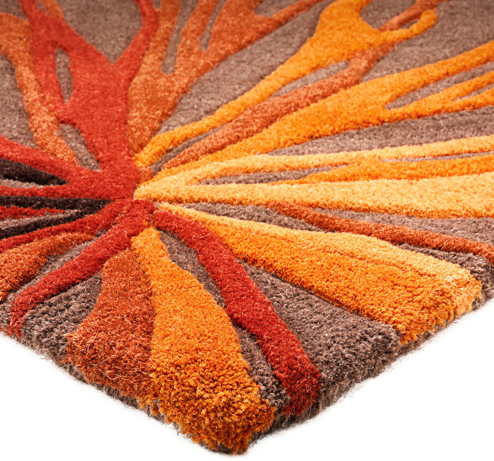 Heine Home Hochflorteppich aus 100% Wolle in Rot/Mehrfarbig, Rund, Handtufted mit High-Low-Effekt - Bild 2