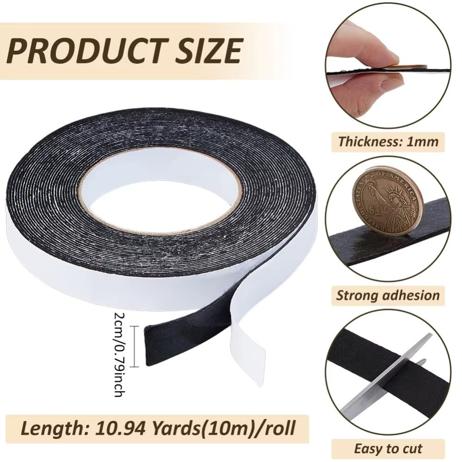 Selbstklebendes Filzband in Schwarz zum Schutz von Möbeln auf Hartholzböden, Länge: 10,0 m, Breite: 2,0 cm - Bild 2