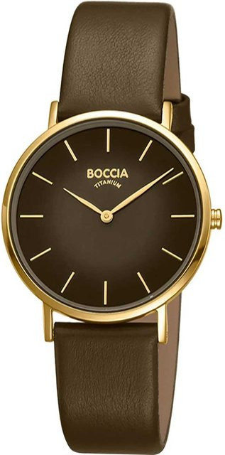 Boccia Damenuhr, Titan, Quarz, 36 mm, Leder, Braun, 3 ATM - Bild 1