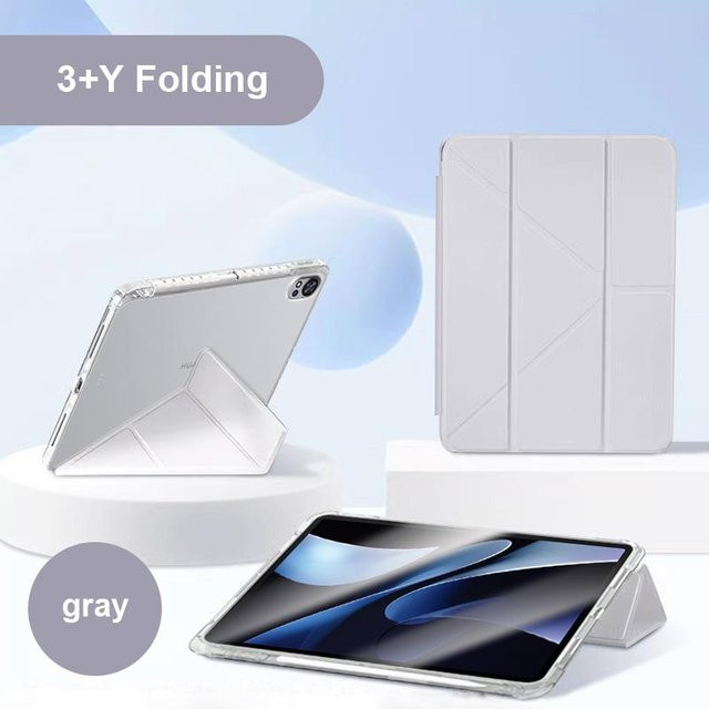 Samsung Galaxy Tab S11 Ultra 14,6 und Tab S11 11 Smart Fold Acryl Hülle mit Ständer und Stifthalter in Grau und Transparent - Bild 1
