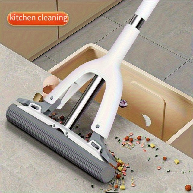 Untior Handheld-Schwammmopp mit Selbstextrusionsfunktion in Grau und Weiß - Bild 1