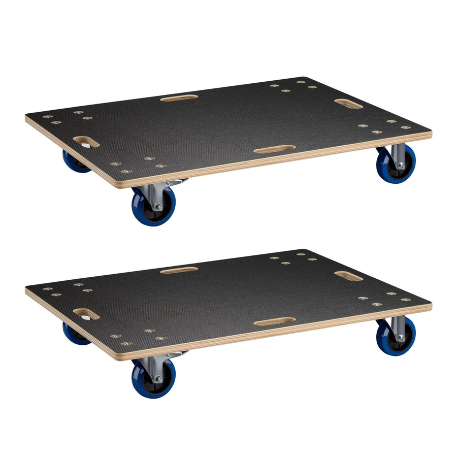 Wiltec 2er Set Transportroller aus Holz in Braun und Schwarz, B/T: 50 x 37 cm, Tragkraft 800 kg - Bild 2