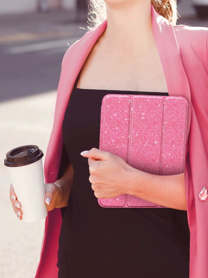 Glitzernde TPU-Hülle für iPad 10. Generation 10,9 Zoll (2022) und iPad 11. Generation (2025) mit transparenter Rückschale in Pink und Purple - Bild 4