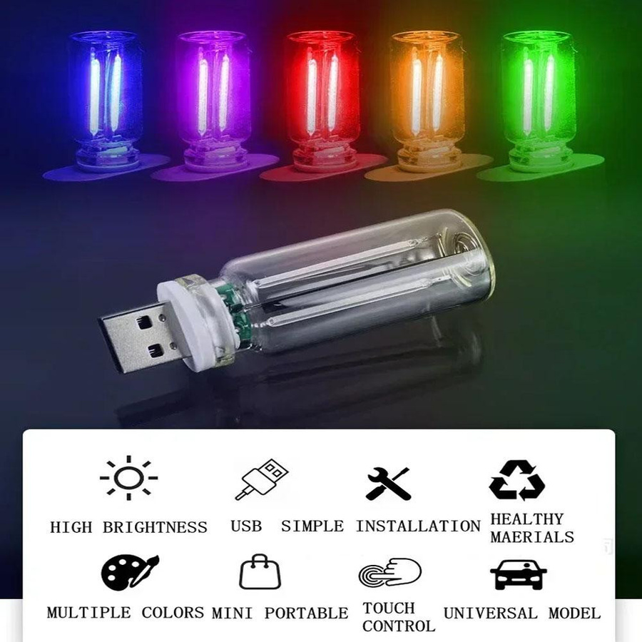 USB Nachtlicht mit LED Filament im Retro Edison Stil, dimmbar per Touch, bunt RGB, Glas, GuangZhouZhenqin - Bild 8