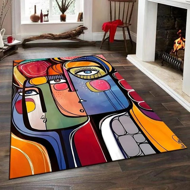 Karpetti Rutschfester Teppich im Picasso abstrakten Stil, Mehrfarbig, B x T: 120 x 160 cm - Bild 1
