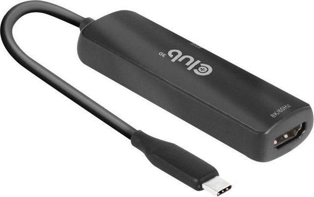 Club3D USB-C auf HDMI Adapter in Schwarz, unterstützt 8K 60 Hz und 4K 120 Hz mit Power Delivery 3.0 und DSC 1.2, Länge: 17 cm - Bild 2