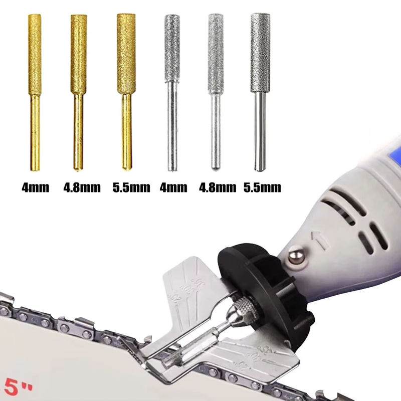 6 Stück diamantbeschichtete Kettensägenschärfer zylindrische Schleifköpfe von DAZZLEEX für 4 mm, 4,8 mm und 5,5 mm - Bild 3