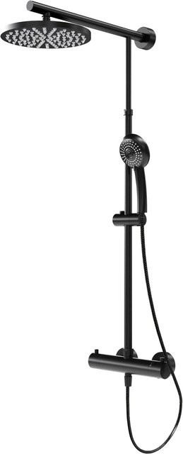 Schulte ExpressPlus Duschsystem Rain Classic mit Thermostat und Handbrause, Black Style, Matt Schwarz, H x B: 111,5 x 45,5 cm - Bild 1