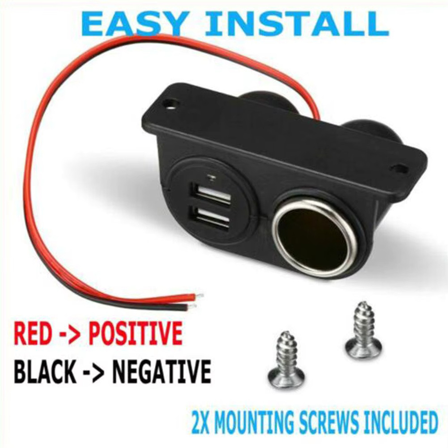 Multi-Stecker Ladegerät mit Dual-USB-Anschlüssen und Steckdose für Auto-Camper in Schwarz, DC 5 V, 3,1 A - Bild 2