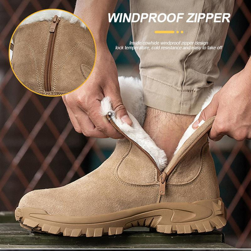Avant-garde Sicherheitsschuhe für Herren als warme Winter-Arbeitsstiefel mit Stahlkappe und Funkenresistenz, Farbe: Braun, Größe: 37 - Bild 3