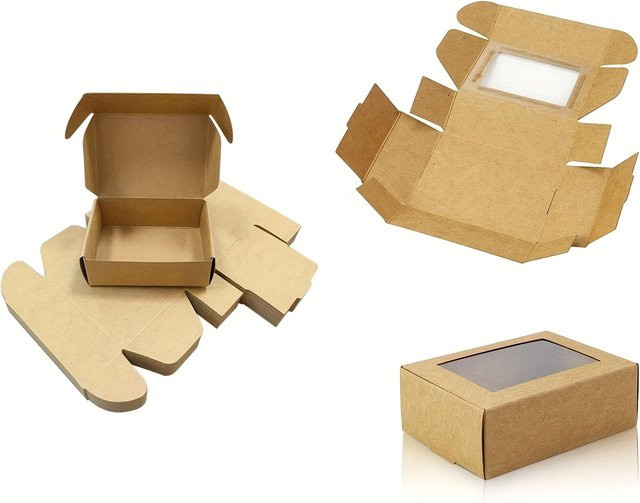 Mini Geschenkboxen aus Kraftpapier in Braun und Weiß für Süßigkeiten und Geburtstagsgeschenke - Bild 1