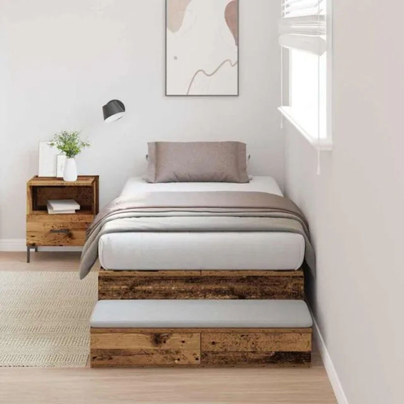 Vidaxl Funktionsbett mit Stauraum in Altholz-Optik Braun, B/T/H: 236,5 x 100 x 31,5 cm - Bild 1