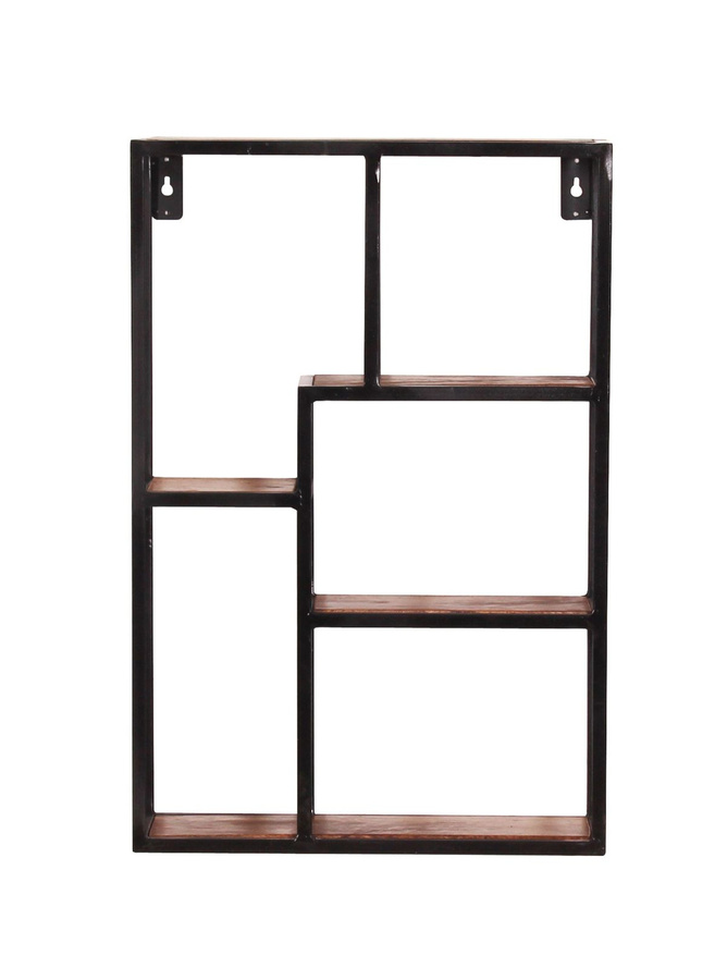 SIT-Möbel PANAMA Wandregal aus Mango-Holz und Metall im Industrial Design, Farbe Braun/Schwarz, B/T/H: 60 x 13 x 40 cm - Bild 1