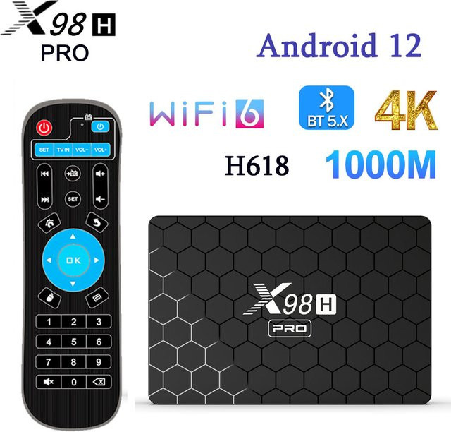 X96H PRO Android 12 TV-Box Media Streamer mit 4GB RAM und 64GB Speicher, Wifi6, Schwarz - Bild 1
