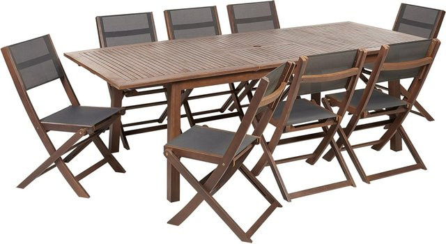 Beliani Gartentisch Set CESANA aus Akazienholz in Braun und Grau, ausziehbar, rustikal - Bild 1