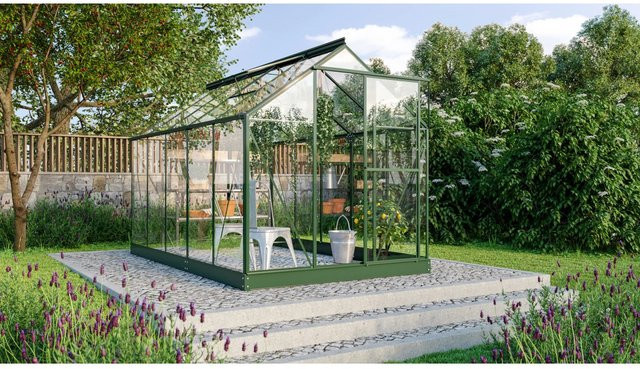 Vitavia Gewächshaus Triton 6200 in Smaragdgrün mit Sicherheitsglas, Aluminiumrahmen und Fundament, 6,2 m² - Bild 1