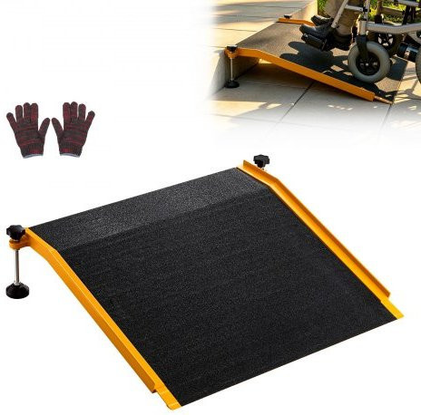 VEVOR Rollstuhlrampe aus Aluminium in Schwarz, Plattform-Türschwellenrampe mit verstellbarer Höhe, B/T: 67,0 x 81,0 cm, Tragkraft 181,4 kg - Bild 1
