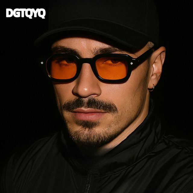 DGTQYQ Sonnenbrille, Herren, Vollrand, quadratisch, orange, Kunststoff - Bild 1